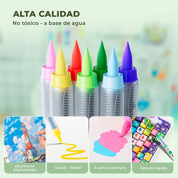Marcadores Acrílicos Arrtx 36 colores | Punta Pincel | Tinta líquida