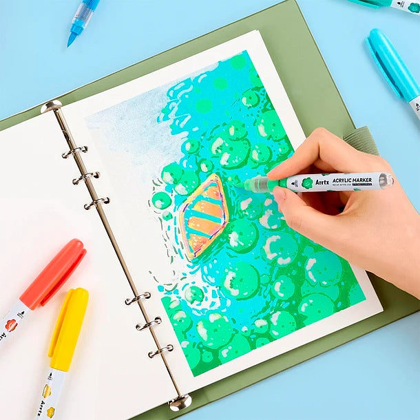 Marcadores Acrílicos Arrtx 36 colores | Punta Pincel | Tinta líquida