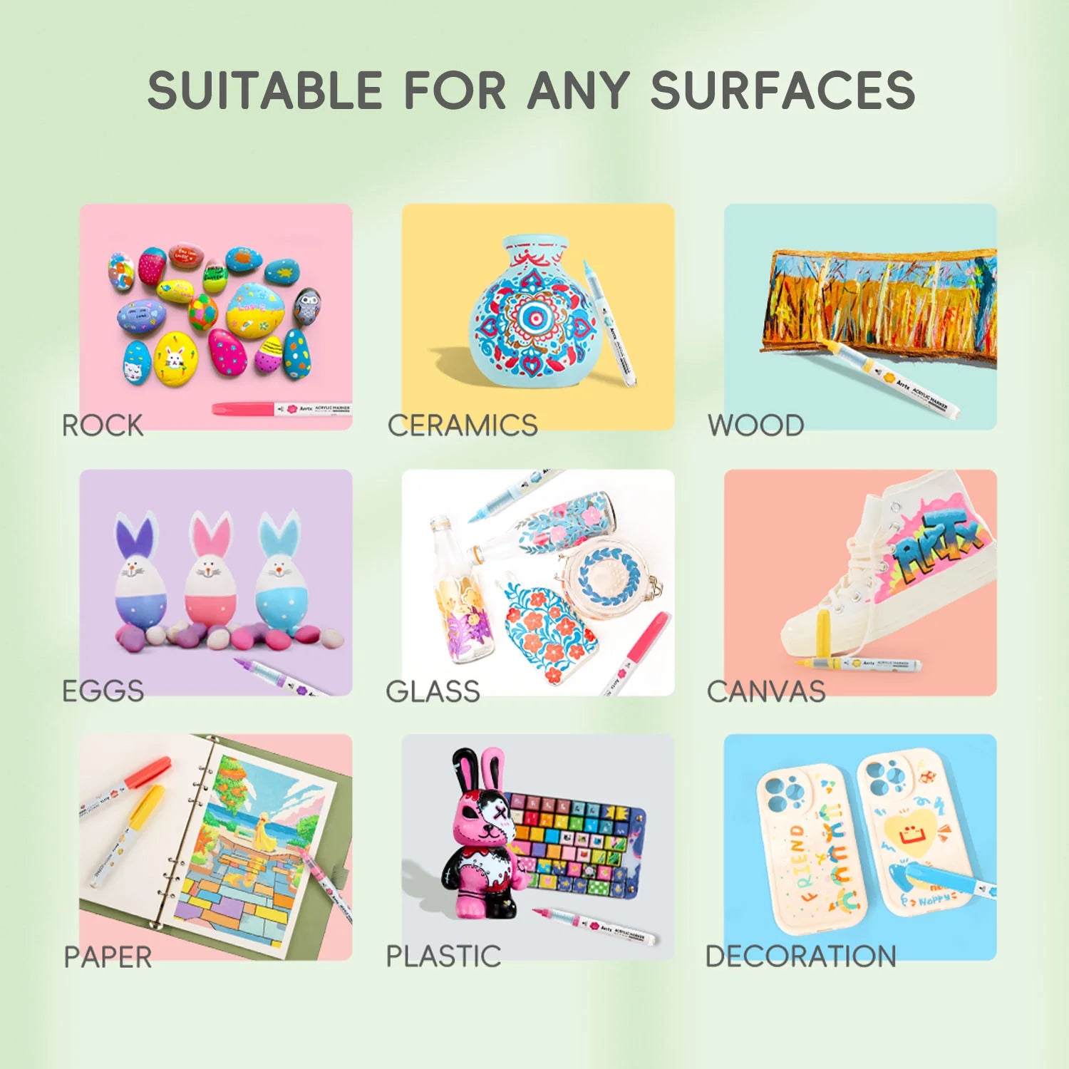 Marcadores Acrílicos Arrtx 36 colores | Punta Pincel | Tinta líquida