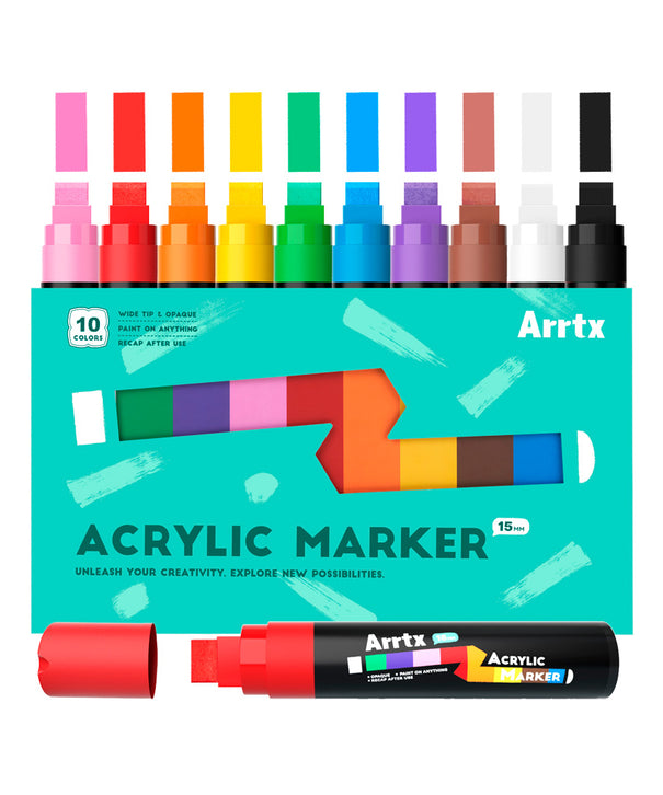 Marcadores Acrílicos Arrtx Jumbo | Punta Ancha 15 mm | 10 colores