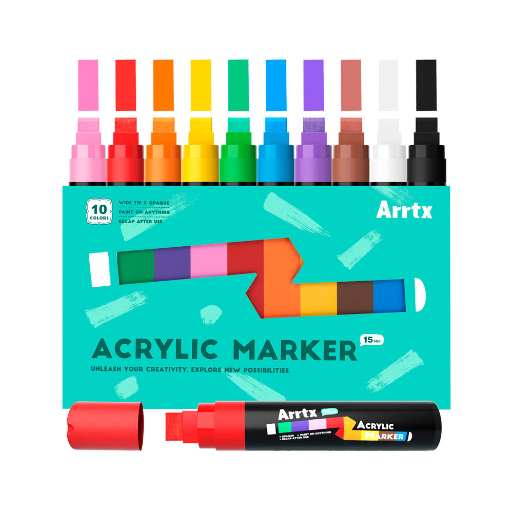 Marcadores Acrílicos Arrtx Jumbo | Punta Ancha 15 mm | 10 colores