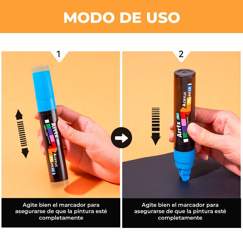 Marcadores Acrílicos Arrtx Jumbo | Punta Ancha 15 mm | 10 colores