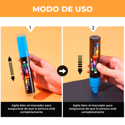 Marcadores Acrílicos Arrtx Jumbo | Punta Ancha 15 mm | 10 colores