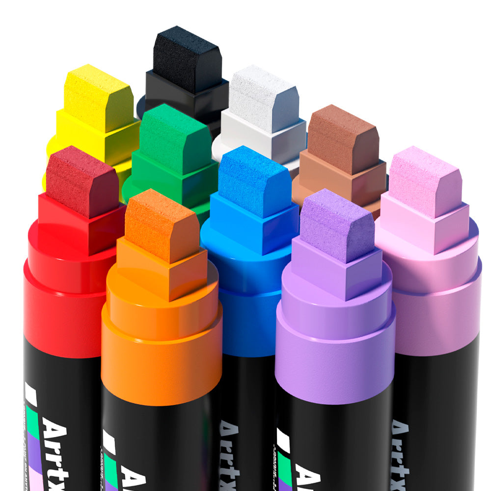 Marcadores Acrílicos Arrtx Jumbo | Punta Ancha 15 mm | 10 colores