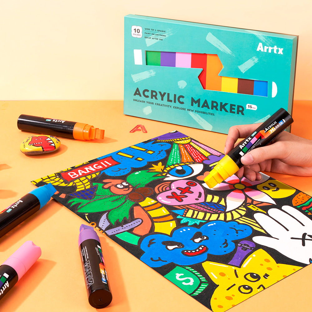 Marcadores Acrílicos Arrtx Jumbo | Punta Ancha 15 mm | 10 colores