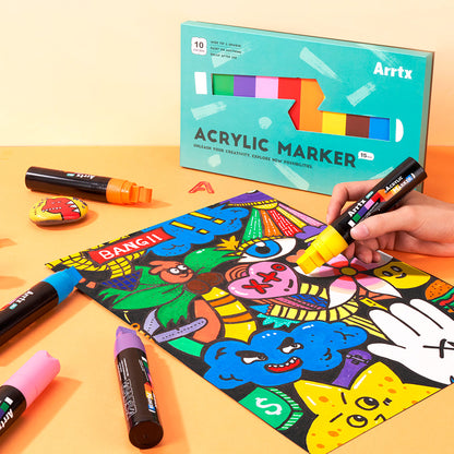 Marcadores Acrílicos Arrtx Jumbo | Punta Ancha 15 mm | 10 colores