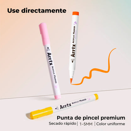 Marcadores Acrílicos Arrtx 36D | Punta Pincel | 36 colores
