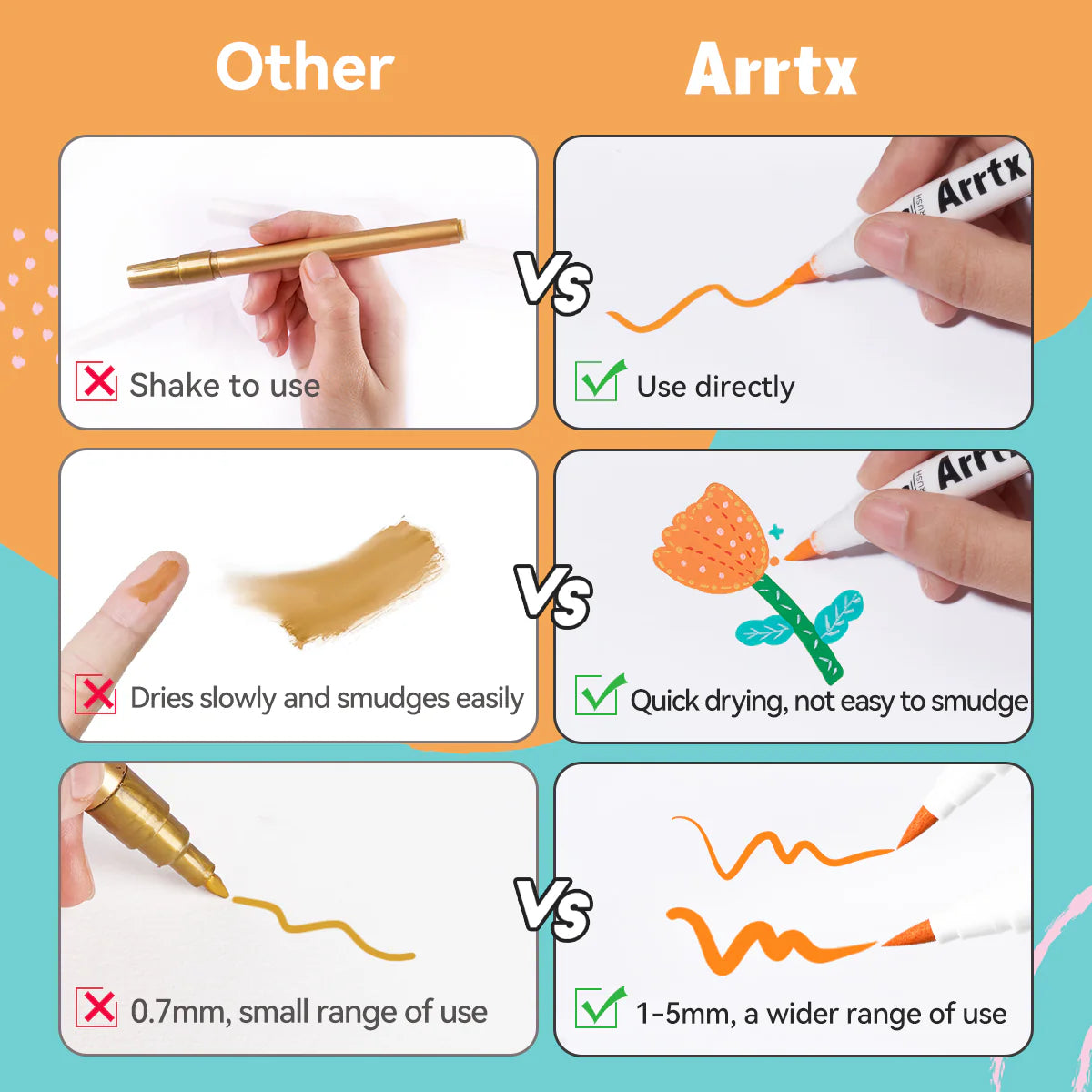 Marcadores Acrílicos Arrtx 36D | Punta Pincel | 36 colores