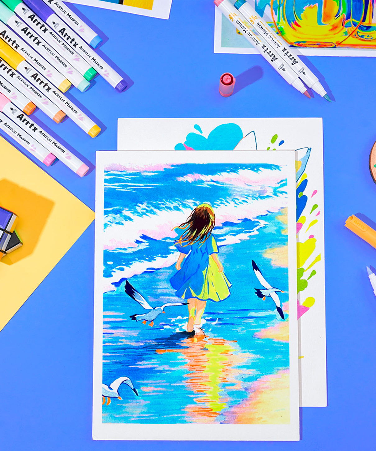 Marcadores Acrílicos Arrtx 60A | Punta Pincel | 60 colores: 50 clásicos + 4 metálicos + 6 neón