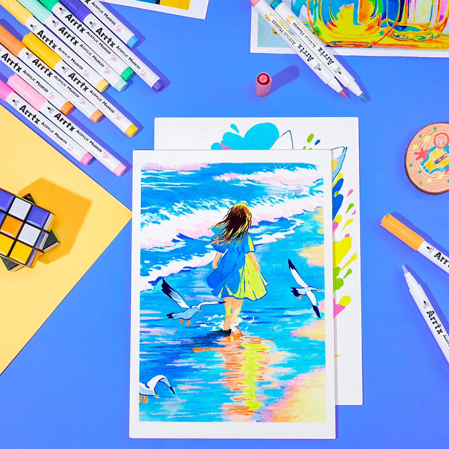 Marcadores Acrílicos Arrtx 60A | Punta Pincel | 60 colores: 50 clásicos + 4 metálicos + 6 neón