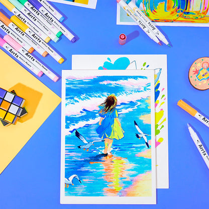 Marcadores Acrílicos Arrtx 60A | Punta Pincel | 60 colores: 50 clásicos + 4 metálicos + 6 neón