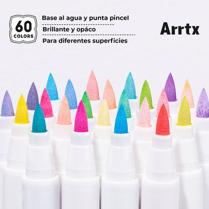 Marcadores Acrílicos Arrtx 60B | Punta Pincel | 60 colores Animé