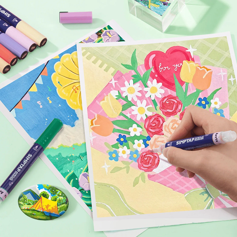 Marcadores Acrílicos Arrtx Simptap | Punta Pincel | 48 colores