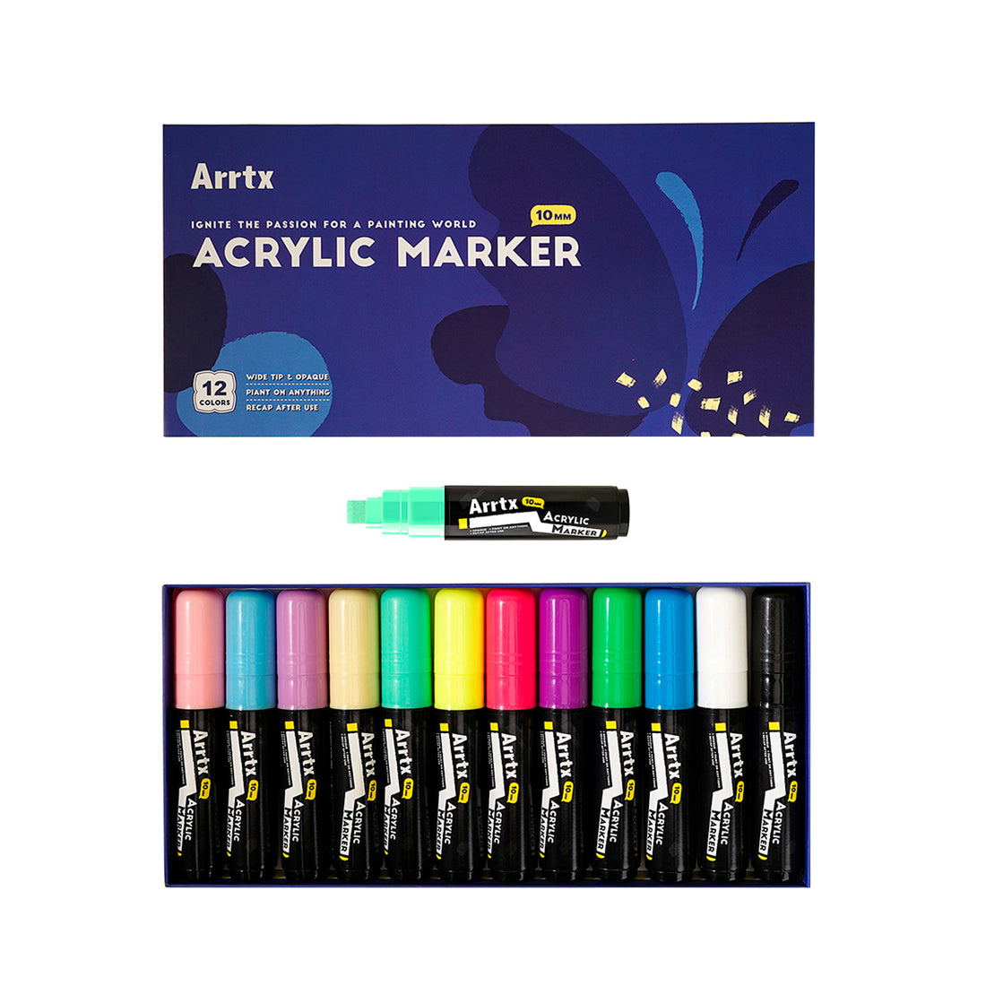 Marcadores Acrílicos Arrtx Jumbo | Punta Ancha 10 mm | 12 colores