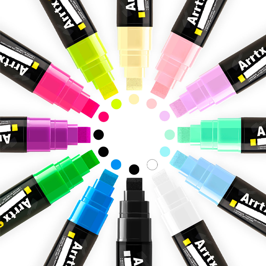 Marcadores Acrílicos Arrtx Jumbo | Punta Ancha 10 mm | 12 colores