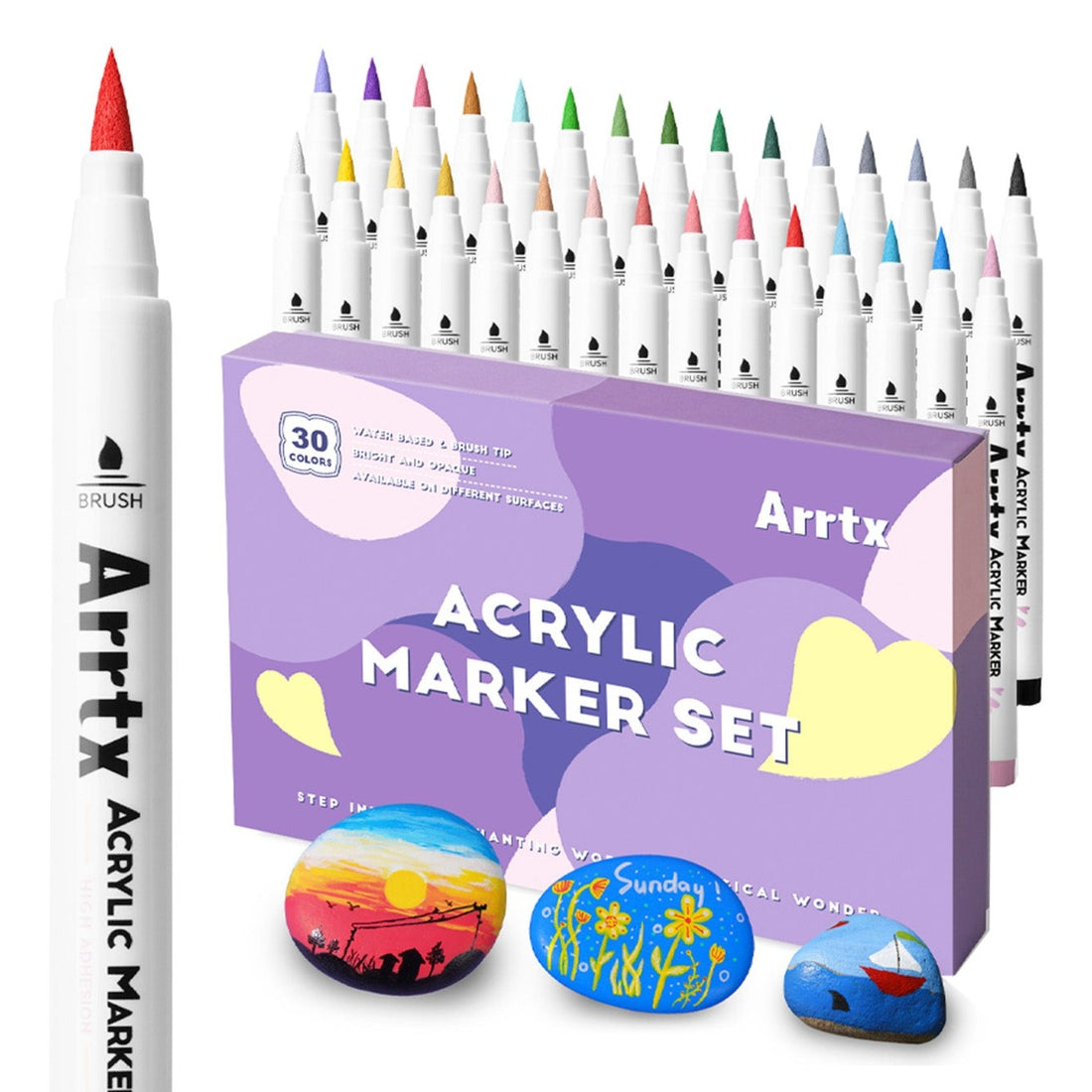 Marcadores Acrílicos Arrtx 30A | Punta Pincel | 30 colores pasteles