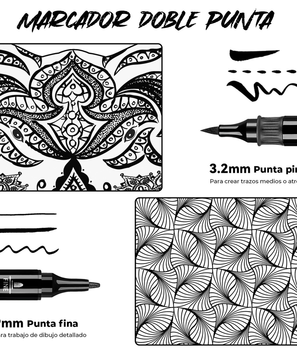 Marcador Acrílico Arrtx Negro | Punta Pincel y Fina | Por unidad y set