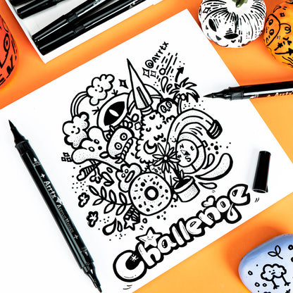 Marcador Acrílico Arrtx Negro | Punta Pincel y Fina | Por unidad y set