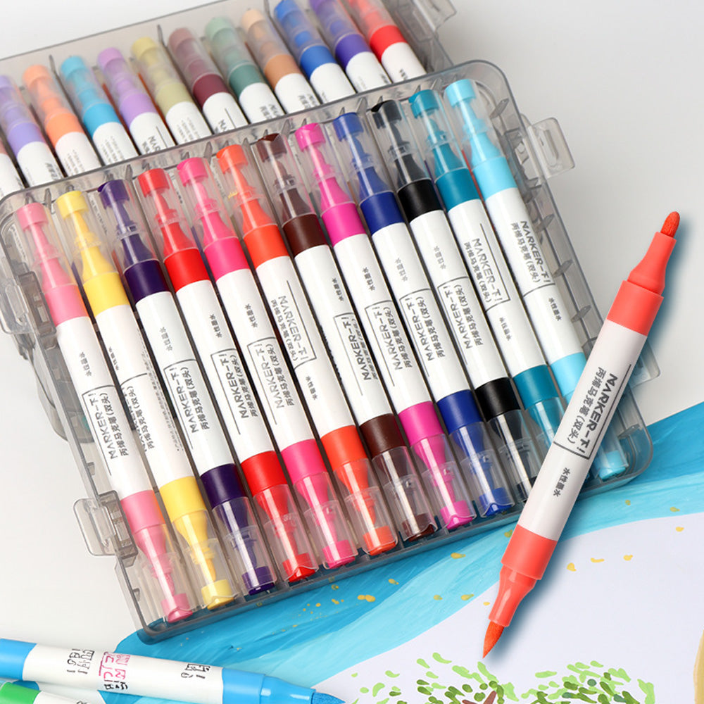 Marcadores Acrílicos Miya | Punta Pincel y Punta Fina | 24 colores