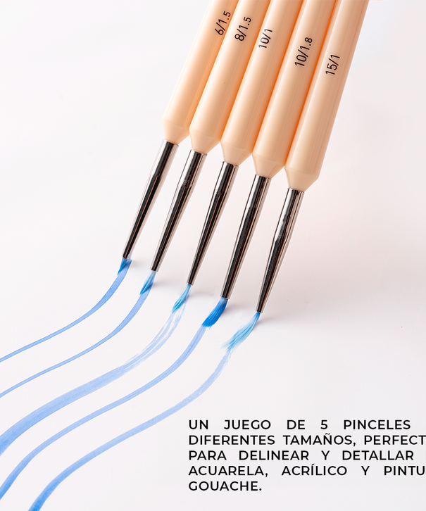 Set 5 Pinceles Para Detalles | Himi Miya Little Bird | Color Amarillo