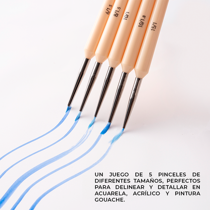 Set 5 Pinceles Para Detalles | Himi Miya Little Bird | Color Amarillo