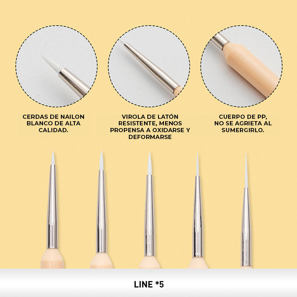 Set 5 Pinceles Para Detalles | Himi Miya Little Bird | Color Amarillo