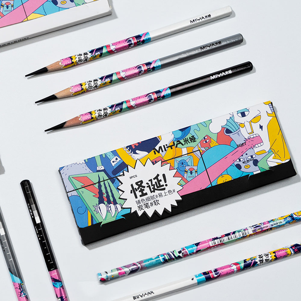 Set de lápices de carbón 8 unidades | Himi | Suave, neutro o duro