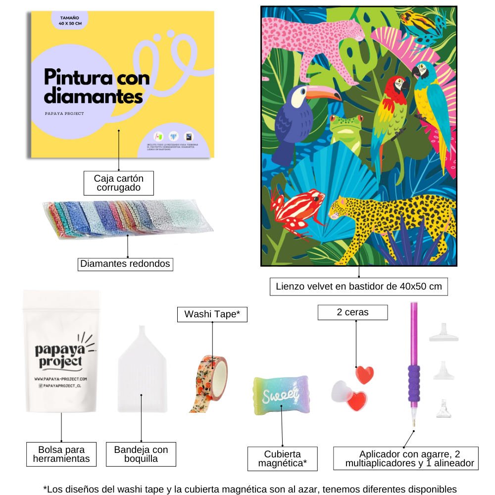 Pintura con Diamantes Jungla | 40x50 cm | Diamond Painting en Bastidor