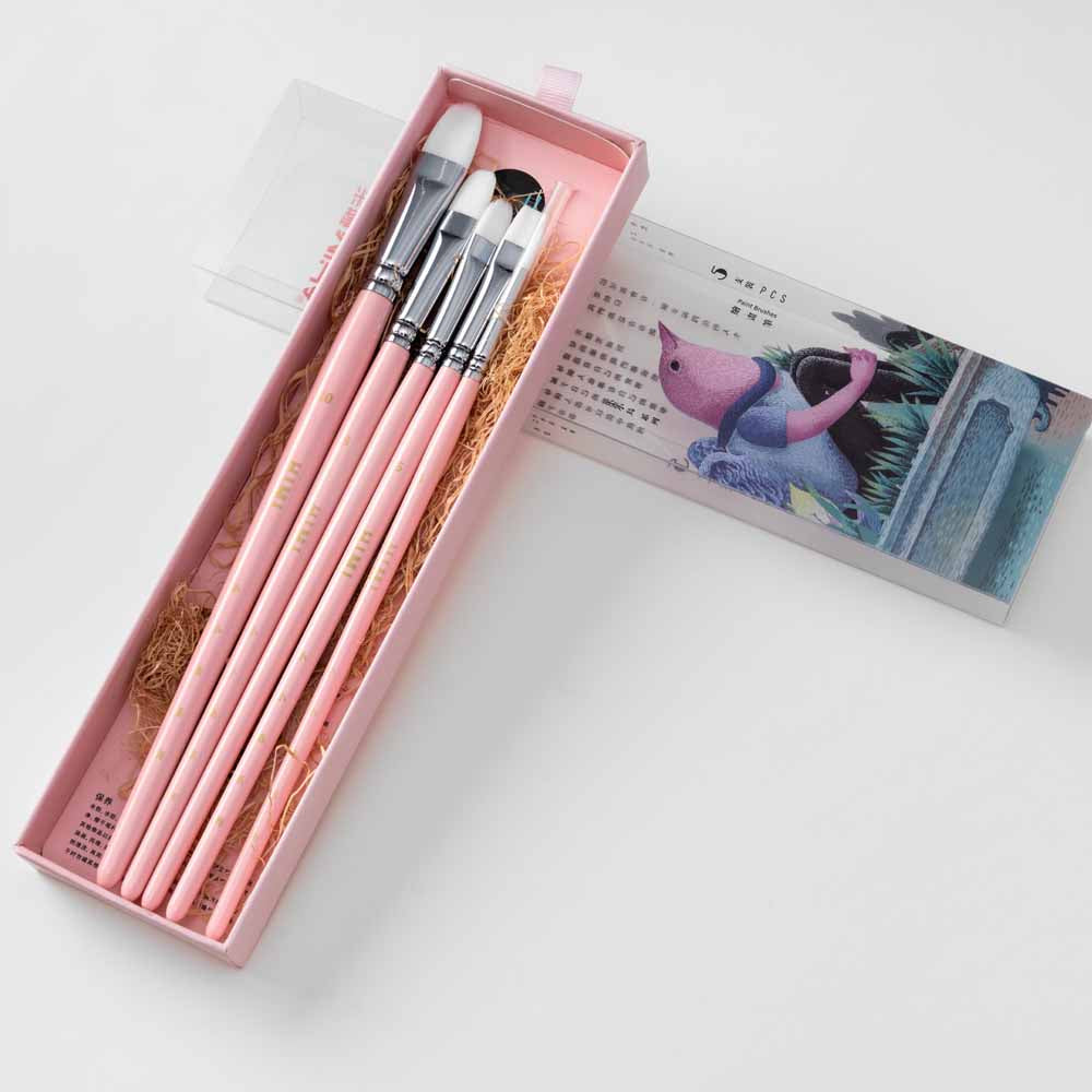 Set 5 Pinceles Distintas Técnicas | Himi Miya Little Bird | Color Rosado