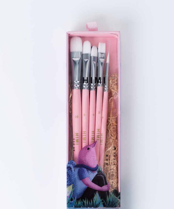 Set 5 Pinceles Distintas Técnicas | Himi Miya Little Bird | Color Rosado