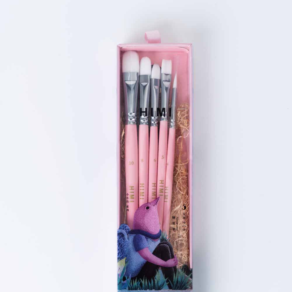 Set 5 Pinceles Distintas Técnicas | Himi Miya Little Bird | Color Rosado