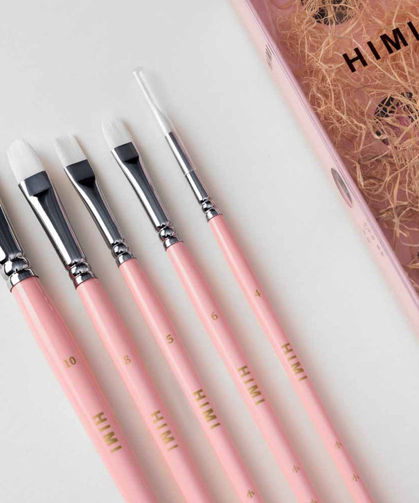 Set 5 Pinceles Distintas Técnicas | Himi Miya Little Bird | Color Rosado