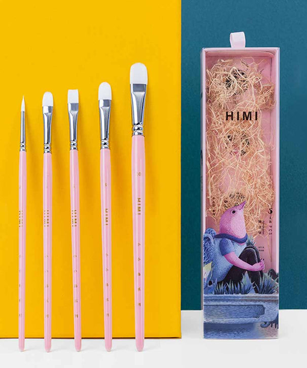 Set 5 Pinceles Distintas Técnicas | Himi Miya Little Bird | Color Rosado