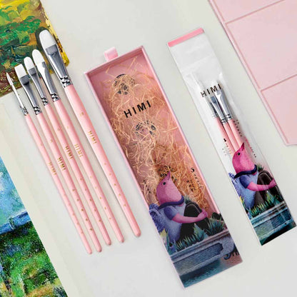 Set 5 Pinceles Distintas Técnicas | Himi Miya Little Bird | Color Rosado