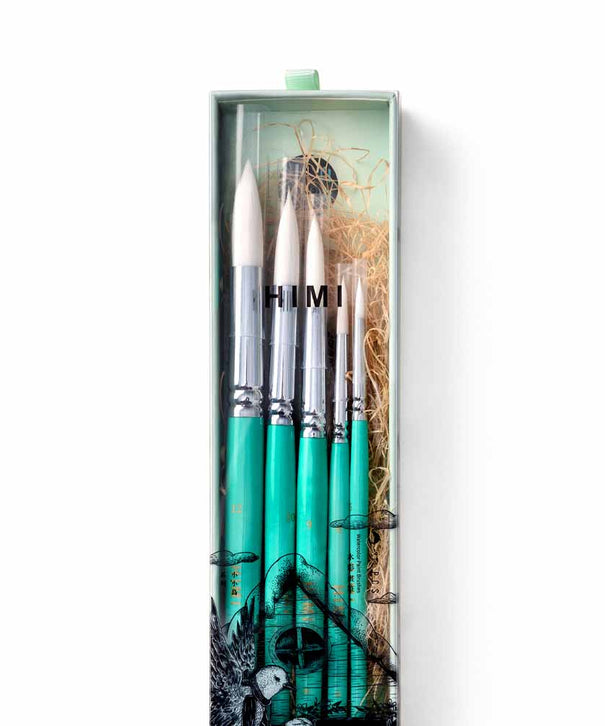 Set 5 Pinceles Acuarela | Himi Miya Little Bird | Color Verde