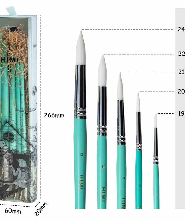 Set 5 Pinceles Acuarela | Himi Miya Little Bird | Color Verde