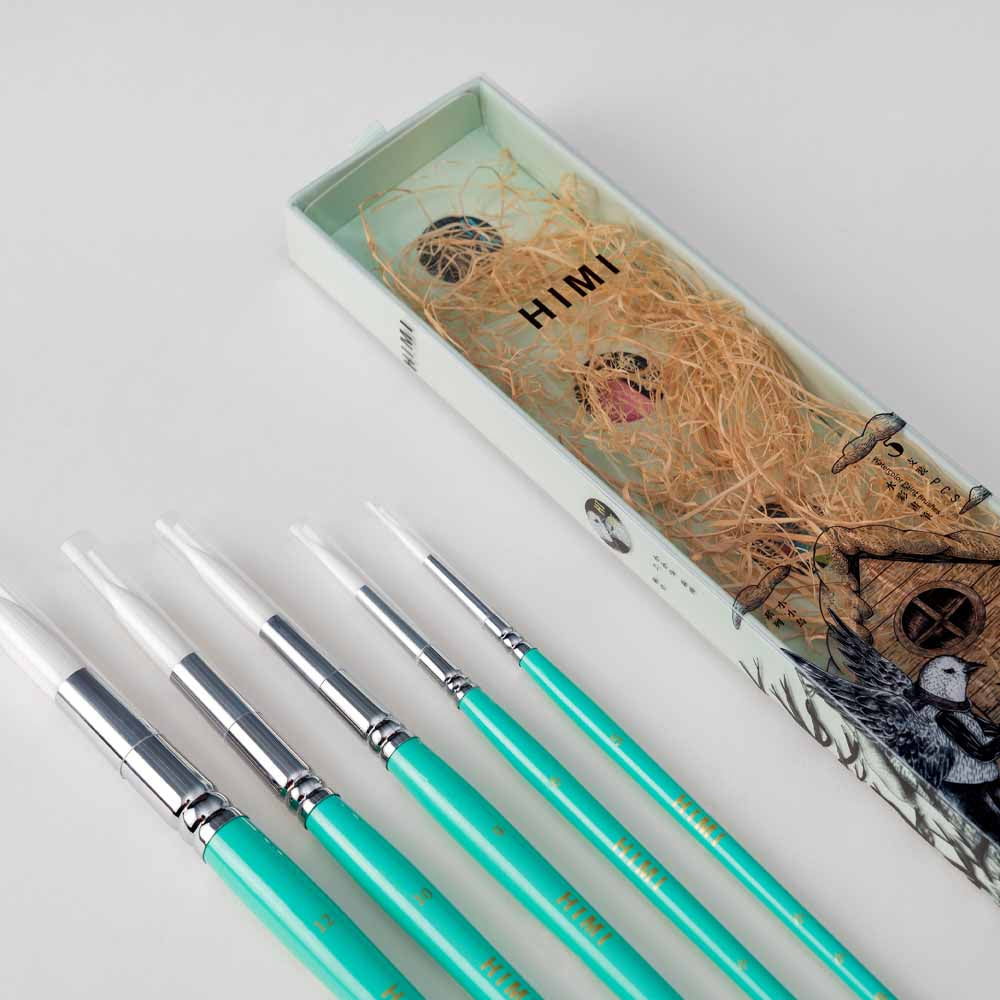 Set 5 Pinceles Acuarela | Himi Miya Little Bird | Color Verde