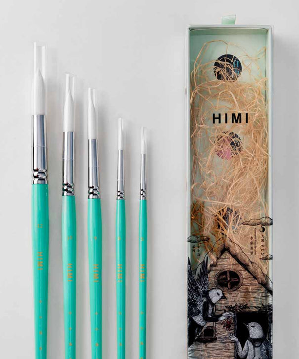 Set 5 Pinceles Acuarela | Himi Miya Little Bird | Color Verde