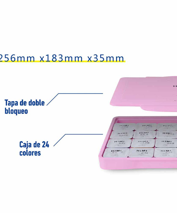 Gouache Himi 24 colores | 30 ml | Estuche Rosado (sin pinceles)
