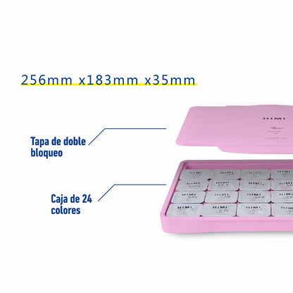 Gouache Himi 24 colores | 30 ml | Estuche Rosado (sin pinceles)