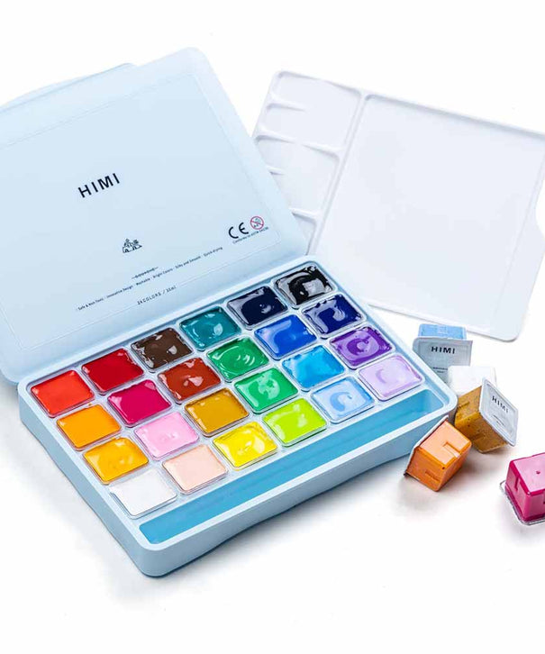 Gouache Himi 24 colores | 30 ml | Estuche Celeste (sin pinceles)