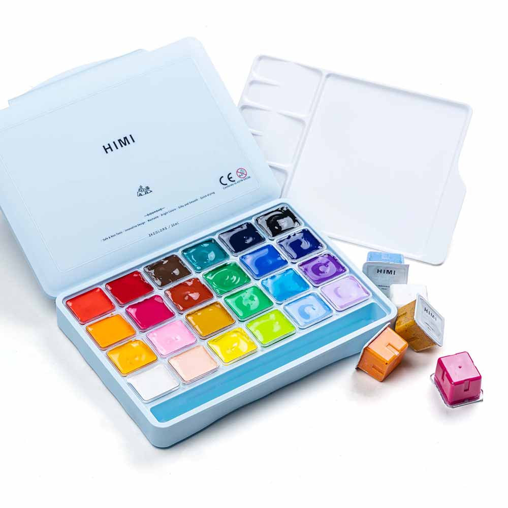 Gouache Himi 24 colores | 30 ml | Estuche Celeste (sin pinceles)
