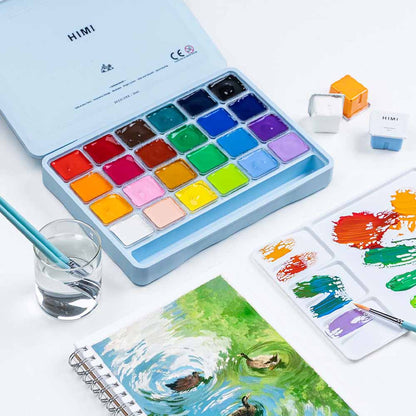 Gouache Himi 24 colores | 30 ml | Estuche Celeste (sin pinceles)