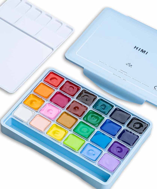 Gouache Himi 24 colores | 30 ml | Estuche Celeste (sin pinceles)