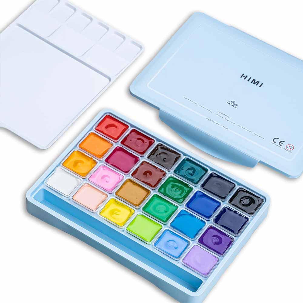 Gouache Himi 24 colores | 30 ml | Estuche Celeste (sin pinceles)