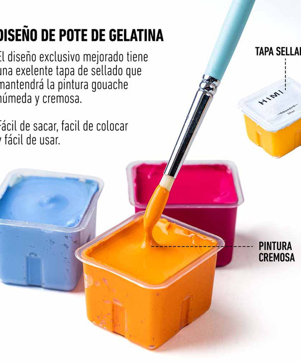 Gouache Himi 24 colores | 30 ml | Estuche Celeste (sin pinceles)