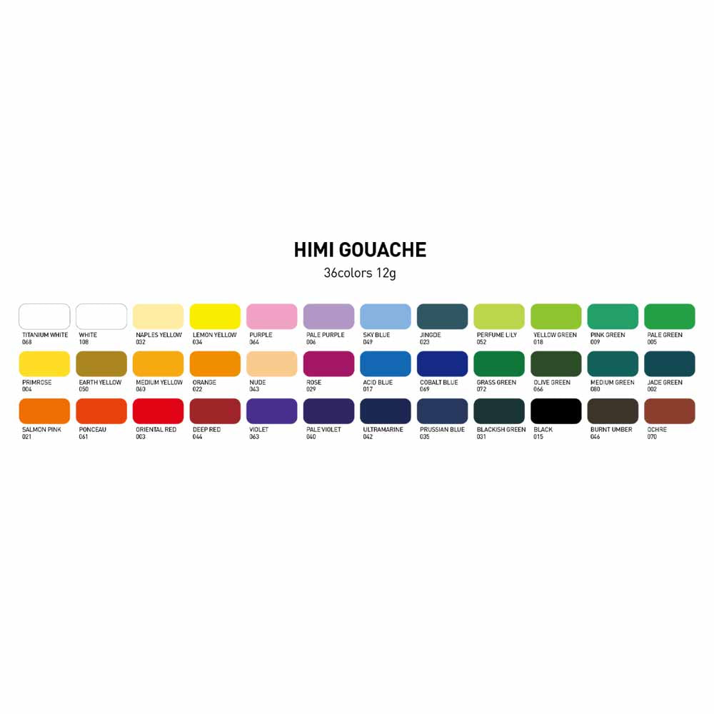 Gouache Himi 36 colores | 12 ml | Estuche Lila (incluye 3 pinceles)
