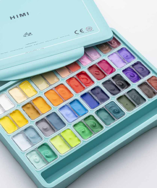 Gouache Himi 48 colores | 12 ml | Estuche Verde Agua (sin pinceles)