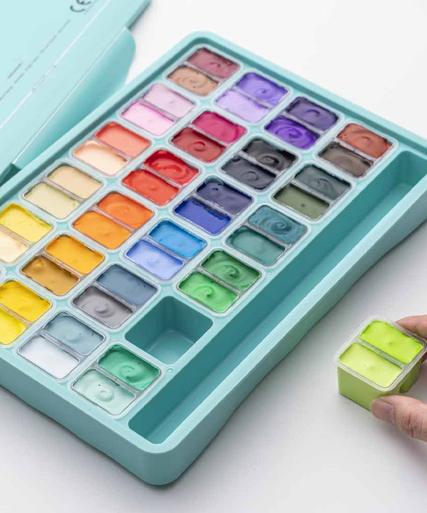 Gouache Himi 48 colores | 12 ml | Estuche Verde Agua (sin pinceles)