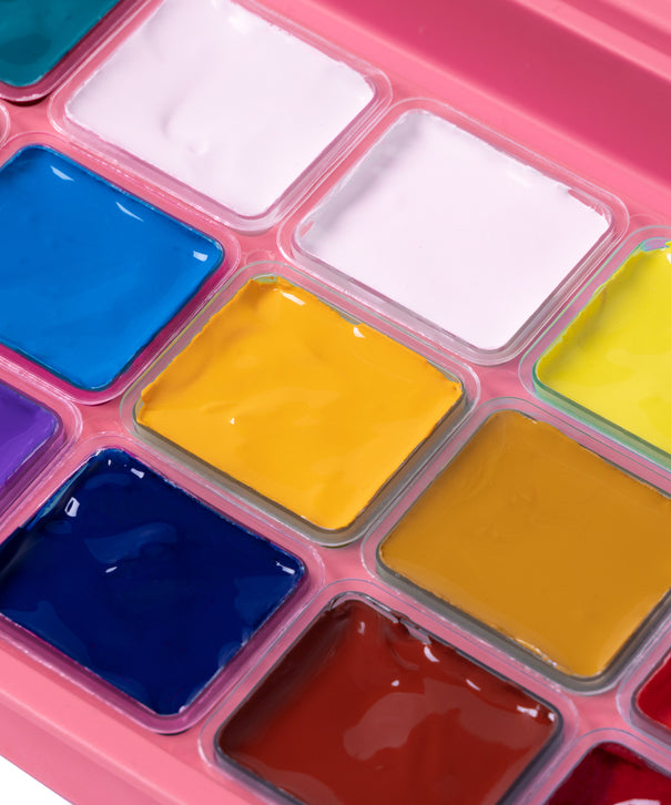 Gouache Himi 18 colores | 30 ml | Estuche Rosado + Pinceles